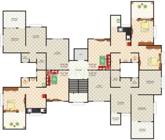 nd landge developers nestworth Wing B Cluster Plan from 1st to 6th Floor