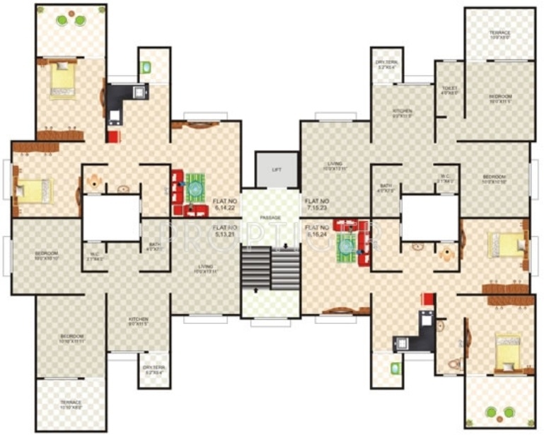 nd landge developers nestworth Wing C & D Cluster Plan from 1st to 6th Floor