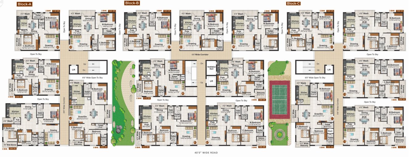  signature Block A, B & C Cluster Plan for Typical Floor