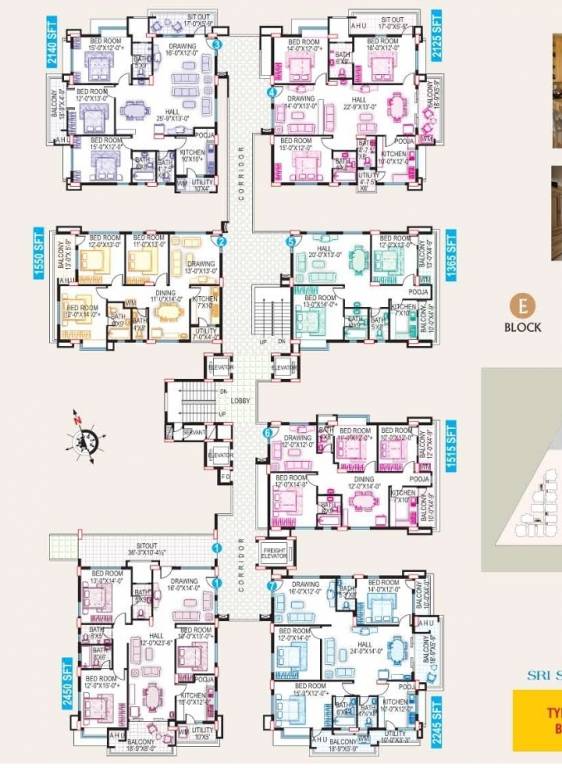  towers Block E Cluster Plan for ground Floor