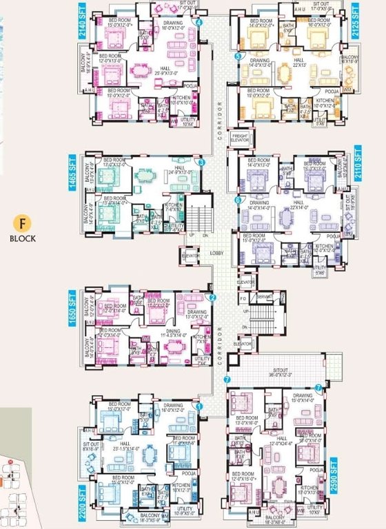  towers Block F Cluster Plan for ground Floor