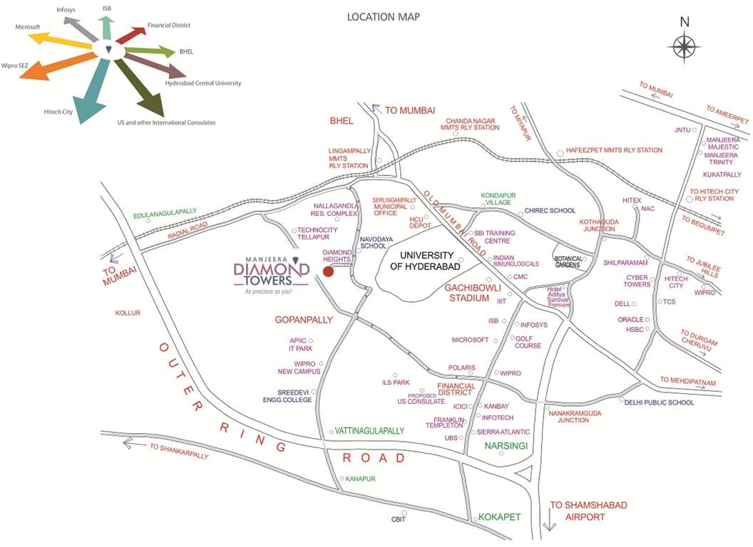  diamond towers Images for Location Plan of Manjeera Diamond Towers