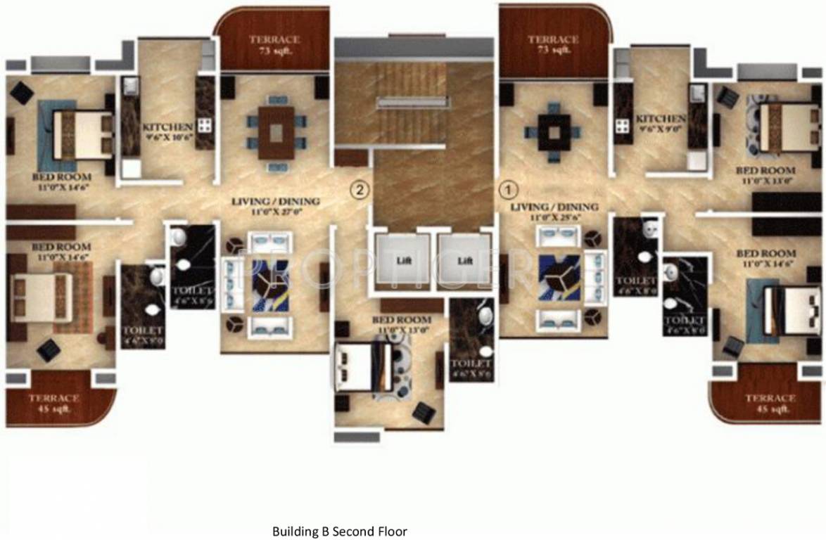 karia developers konark eureka Block B Cluster Plan for 2nd Floor