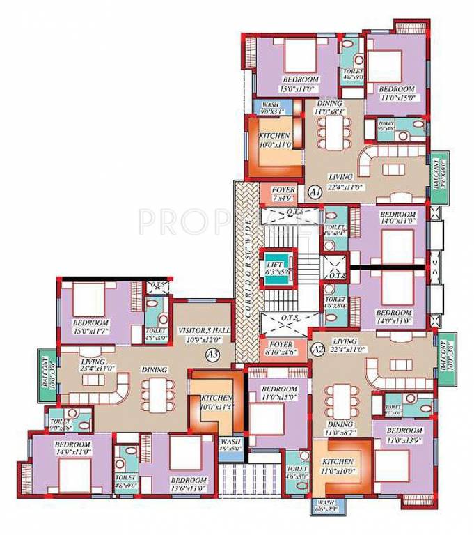 Agni Estates Poes Pride Typical Floor Cluster Plan