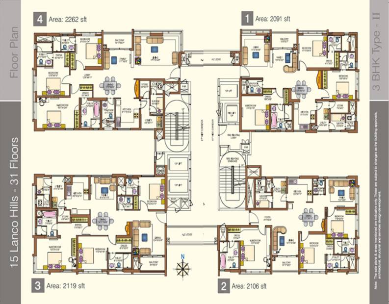 3, 4 BHK Cluster Plan Image Lanco Hills Apartments for