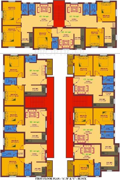 ua-foundation arunachalam Block A, B & C Cluster Plan for 1st Floor