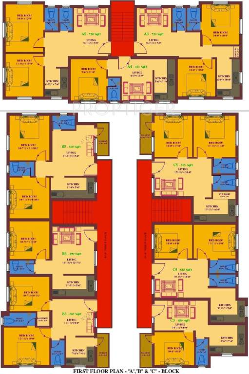 ua foundation arunachalam Block A, B & C Cluster Plan for 1st Floor