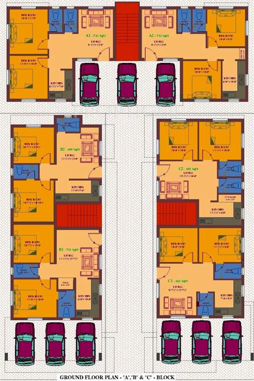 ua foundation arunachalam Block A, B & C Cluster Plan for Ground Floor