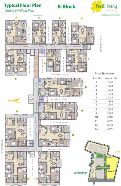  fresh-living-apartments Tower B Typical Floor Cluster Plan