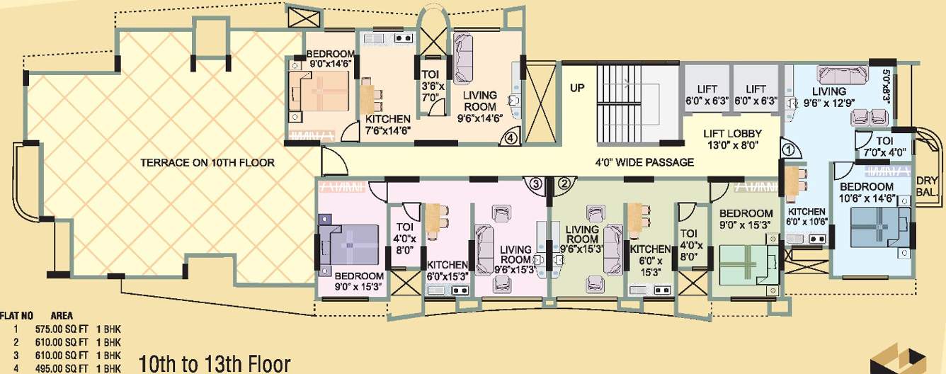 garodia group mannat towers Mannat Towers Cluster Plan from 10th to 13th Floor
