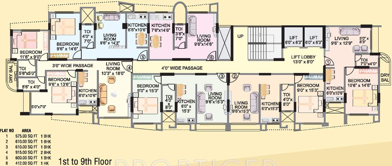 garodia group mannat towers Mannat Towers Cluster Plan from 1st to 9th Floor