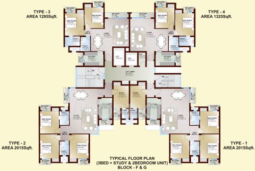 shri-infratech celebrity-greens Block H Cluster Plan from 1st to 14th Floor