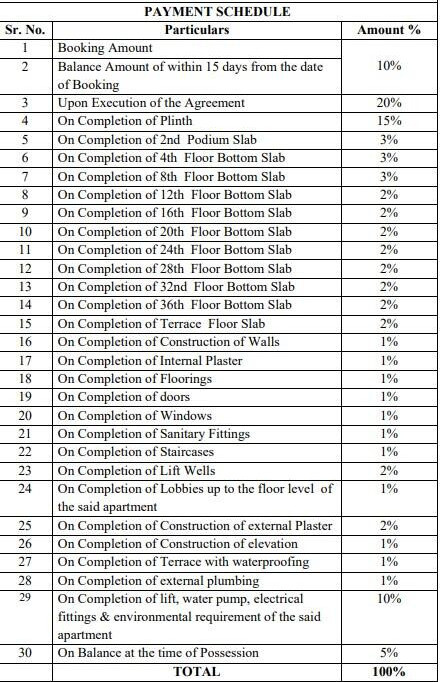 vihang-valley Construction Linked Payment (CLP) Payment Plan