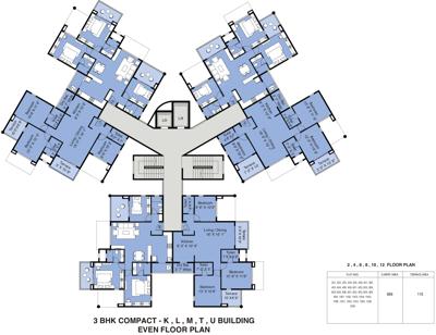  eka Typical Even Floor Plan Of Tower K,L,T,M,U