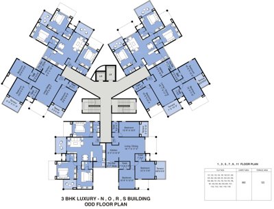  eka Typical Odd Floor Plan Of Tower N,O,R,S