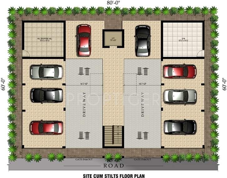 arasur builders aashirwad Aashirwad Cluster Plan for Stilt Floor