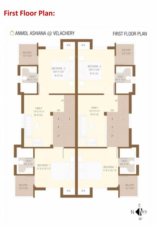  ashiana Cluster Plan from 1st to 2nd Floor