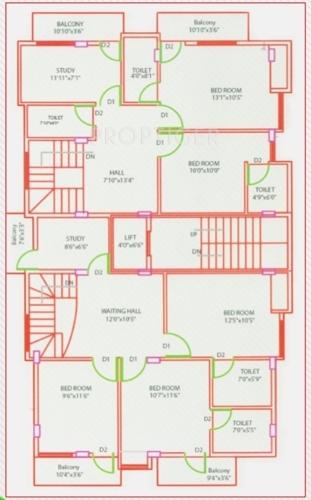 ever-green-properties-and-investments saathvic Tower 1 Cluster Plan for 2nd Floor