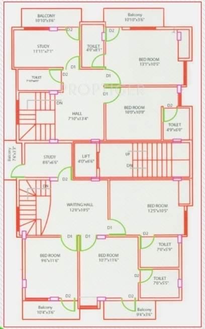 ever green properties and investments saathvic Tower 1 Cluster Plan for 2nd Floor