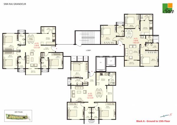  raj-grandeur Block A Typical Cluster Plan
