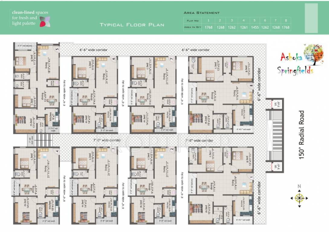 saishakti infrastructure ashoka springfields Ashoka Springfields Typical Floor Cluster Plan