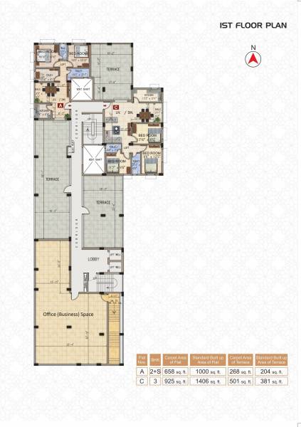  marigold Single Tower Cluster Plan for 1st Floor