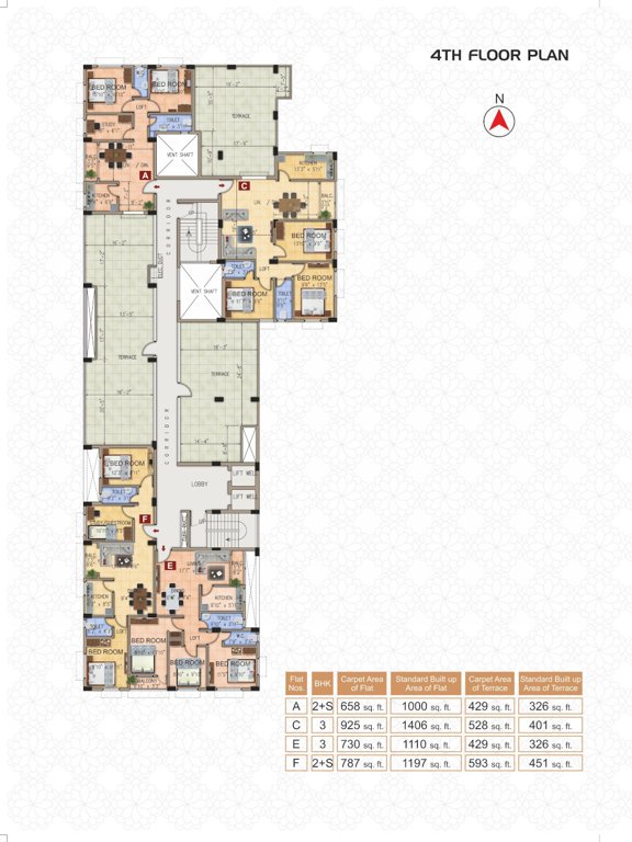  marigold Single Tower Cluster Plan for 4th Floor