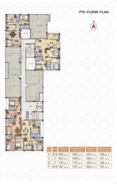  marigold Single Tower Cluster Plan for 7th Floor