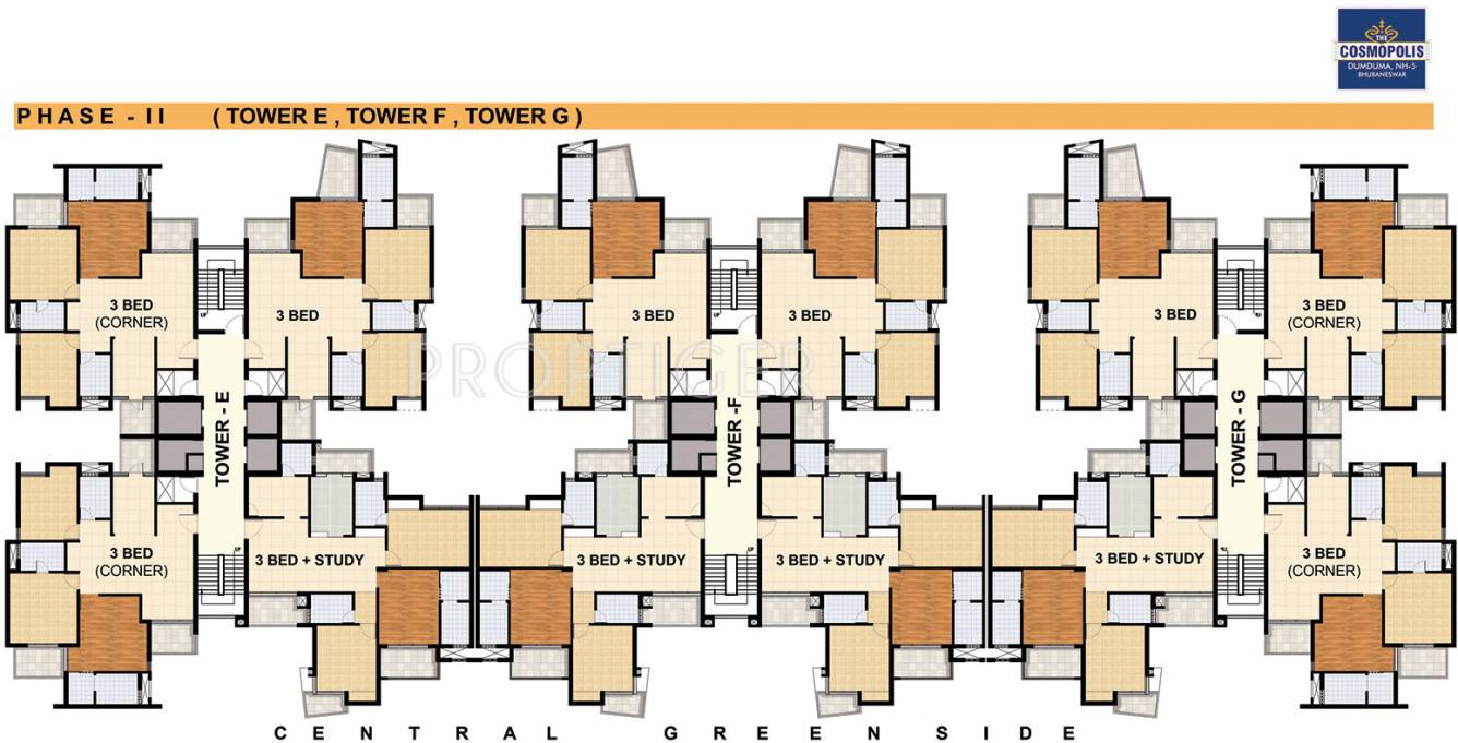 assotech the cosmopolis Tower E, F & G Typical Cluster Plan