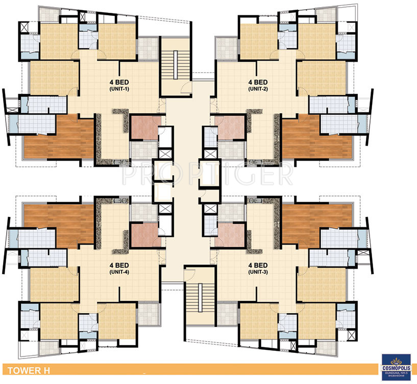 assotech the cosmopolis Tower H Typical Cluster Plan