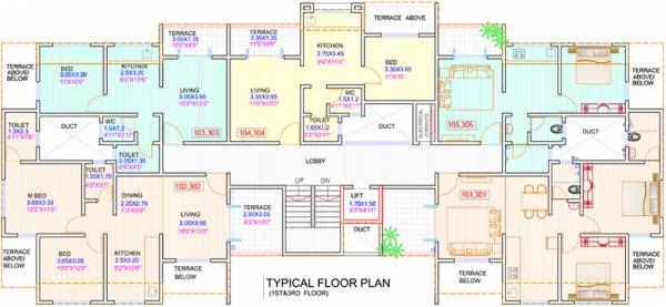  karishma-platinum Wing B Cluster Plan for 1st and 3rd Floor