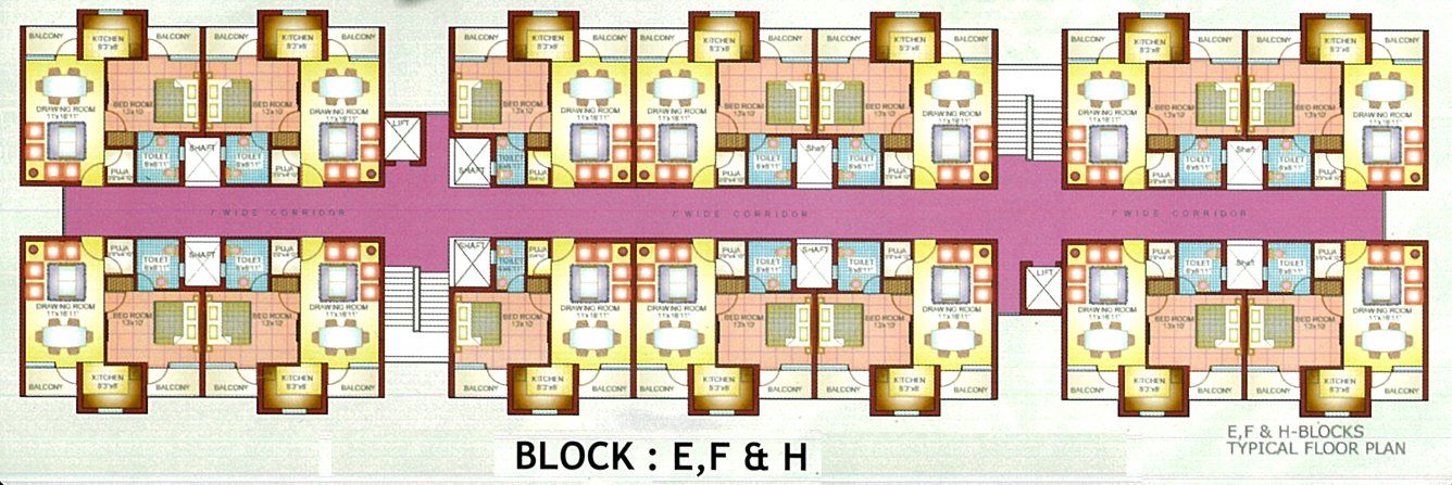  shri krishna greens Tower E,F,H Cluster Plan From 1st To 3rd Floor