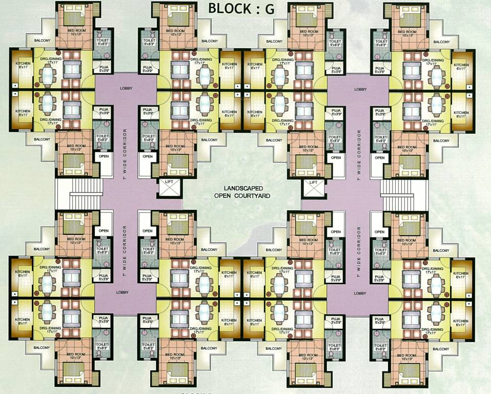  shri krishna greens Tower G Cluster Plan From 1st To 3rd Floor