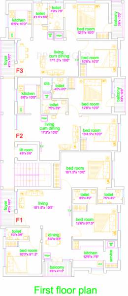  sri-sai Single Tower Cluster Plan for 1st Floor