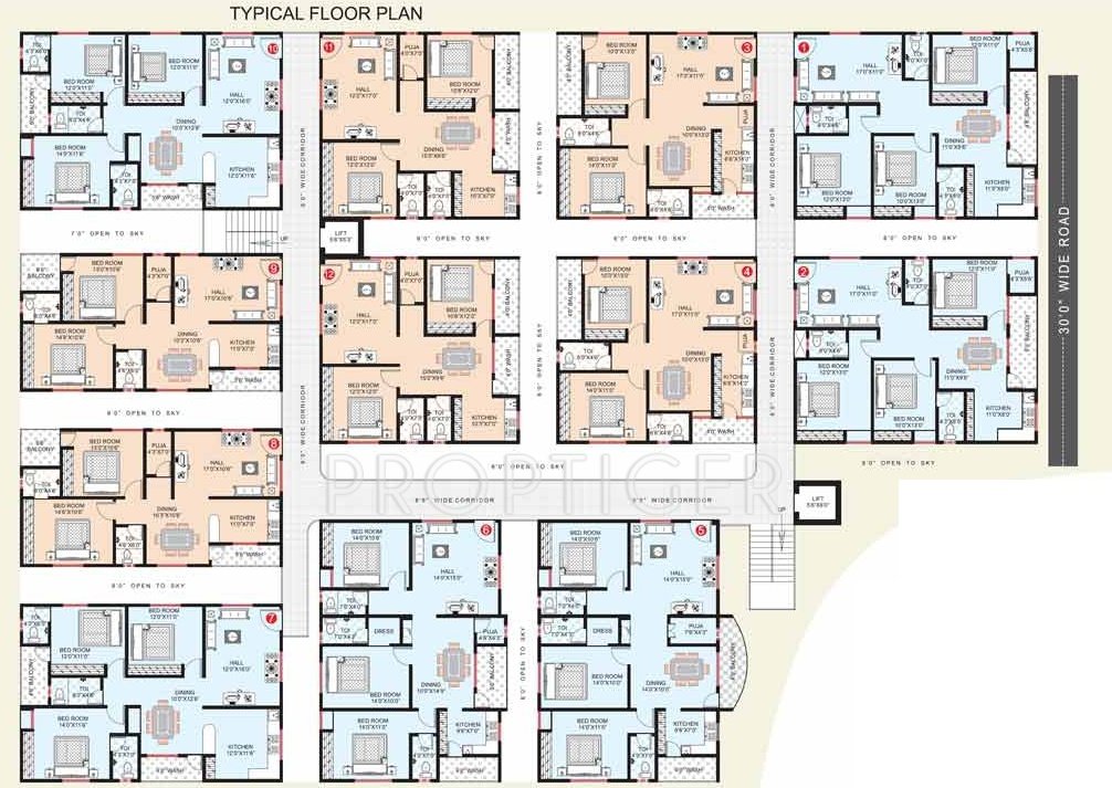 prem constructions sai kishan nilayam Sai Kishan Nilayam Cluster Plan from 1st to 5th Floor
