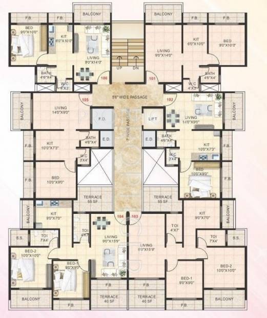 om-group jalaram-apartment Single Tower Cluster Plan
