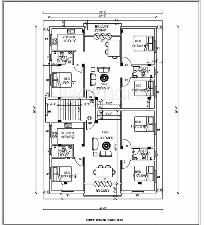 Vasu Constructions Golden George Nagar First & Second Floor Cluster Plan