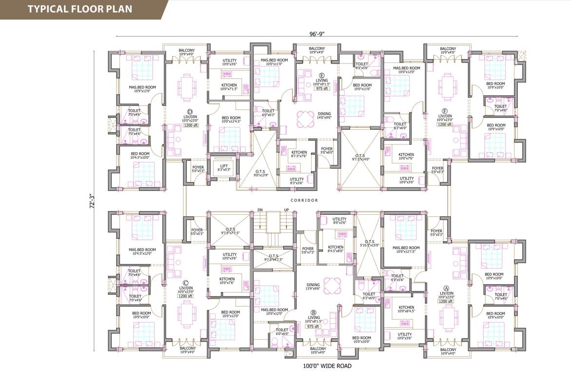 pushkars sree lakshmi ganapathy enclave Sree Lakshmi Ganapathy Enclave Cluster Plan for Typical Floor