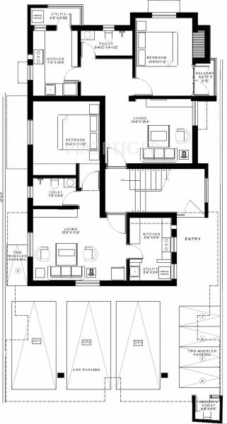 Grace Builders Elegance Groungd Floor Cluster Plan