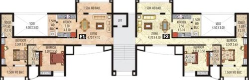 Akar Realty Habitat Building F Fourth Floor. Cluster Plan