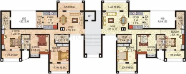 Akar Realty Habitat Building F Ground,First,Second Floor  . Cluster Plan