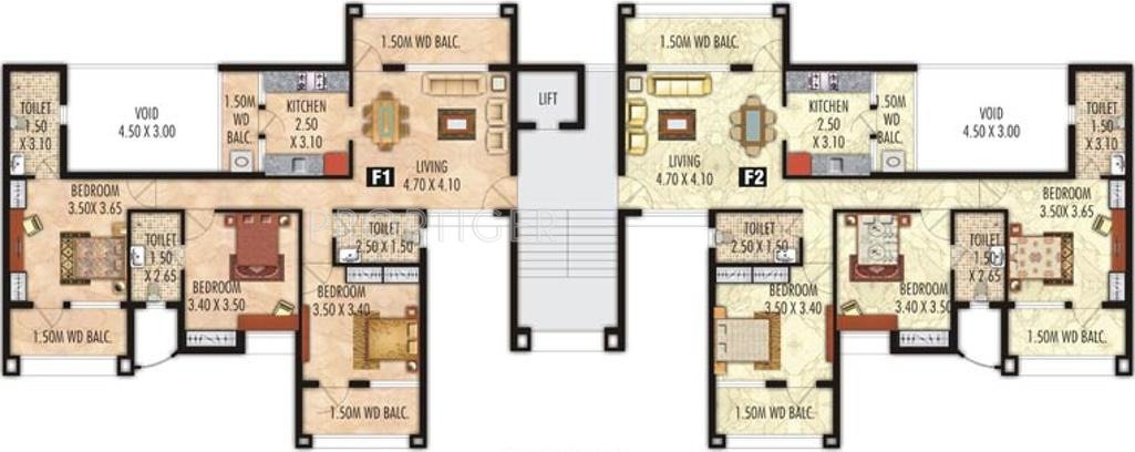 Akar Realty Habitat Building F Ground,First,Second Floor  . Cluster Plan