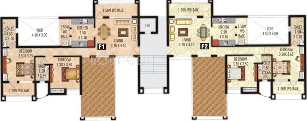 Akar Realty Habitat Building F Third Floor. Cluster Plan