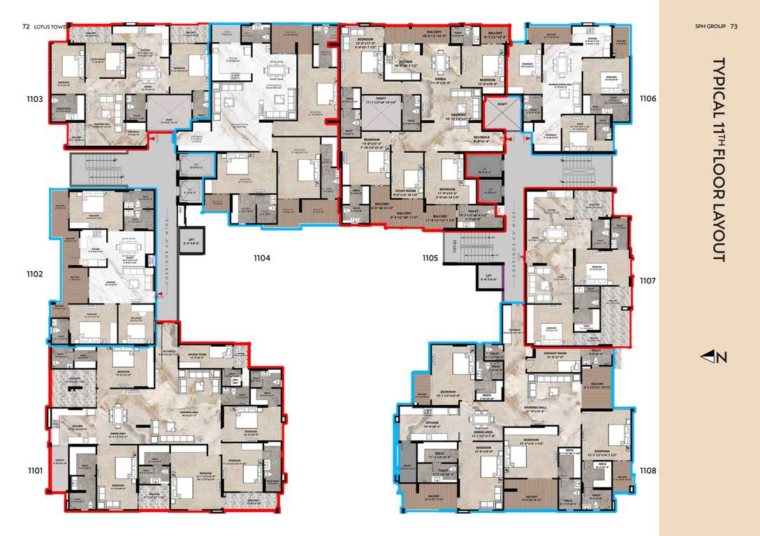  lotus tower Single Tower Cluster Plan