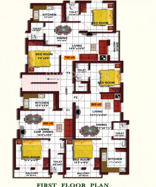 Grace Builders Grande Frist Floor Cluster Plan