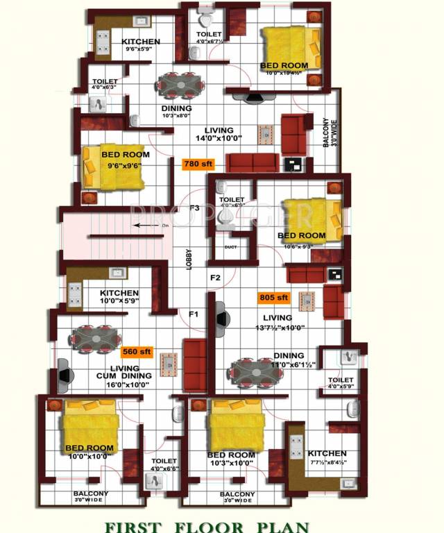 Grace Builders Grande Frist Floor Cluster Plan