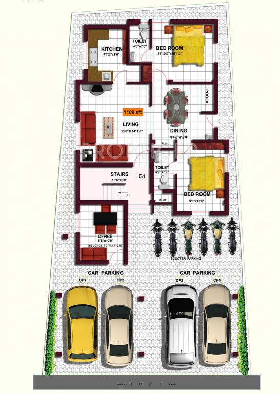 Grace Builders Grande Ground Floor Cluster Plan