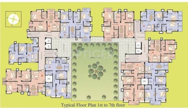 P J Construction Indraprastha Typical Floor Cluster Plan