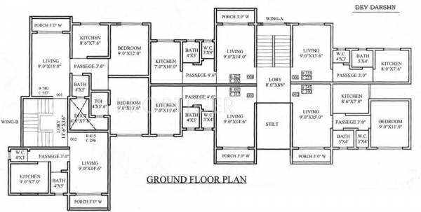 hitesh dev-darshan Wing A & B Cluster Plan for Ground Floor