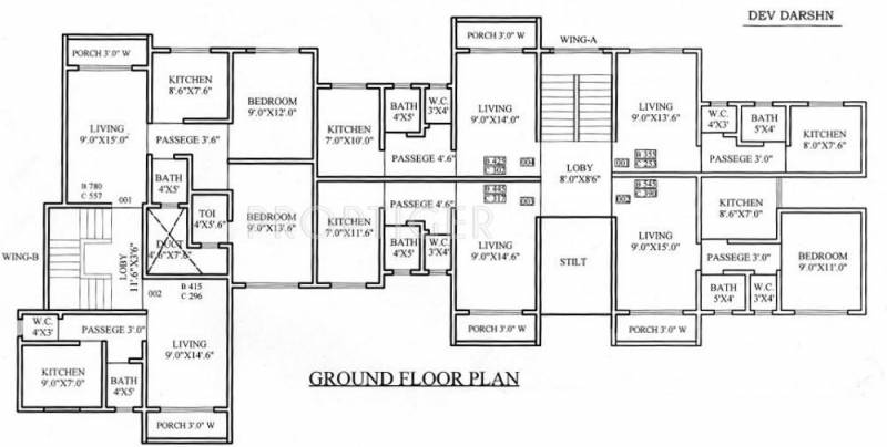 hitesh dev-darshan Wing A & B Cluster Plan for Ground Floor